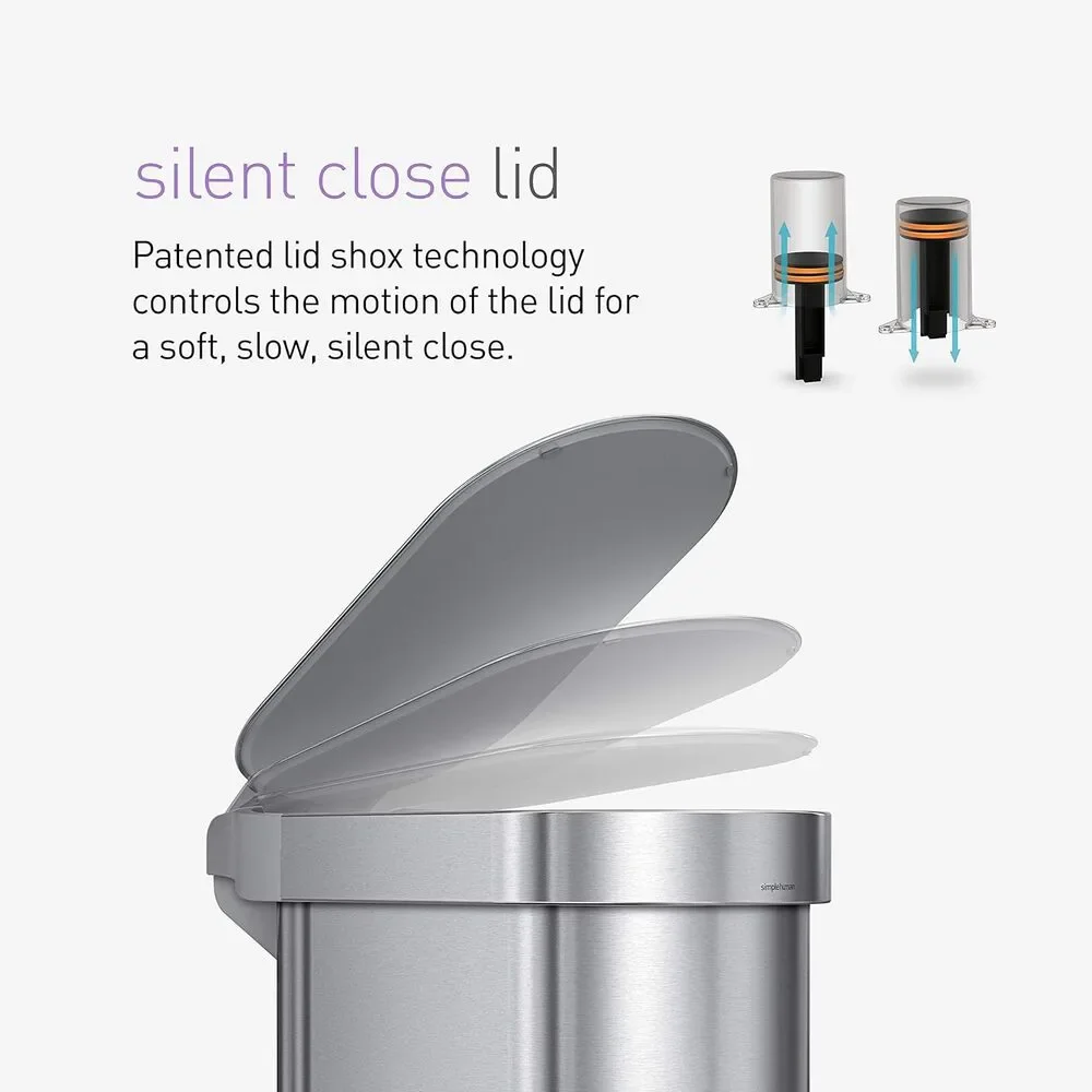 12 Gallon Step Trash Can White Stainless Steel Slim Kitchen Bin Hands Free 45L